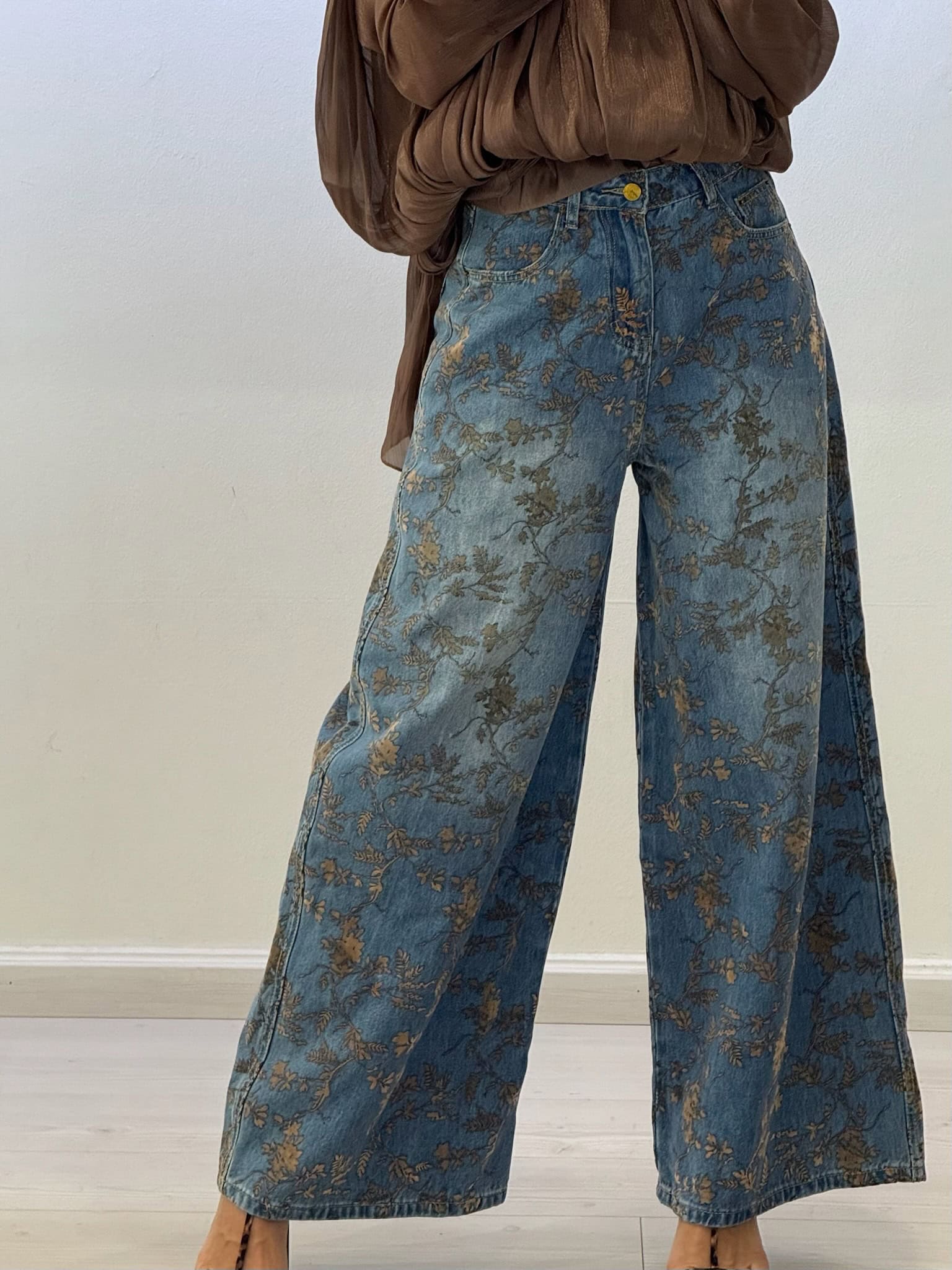 EMILY | JEANS WIDE LEG FLORAL