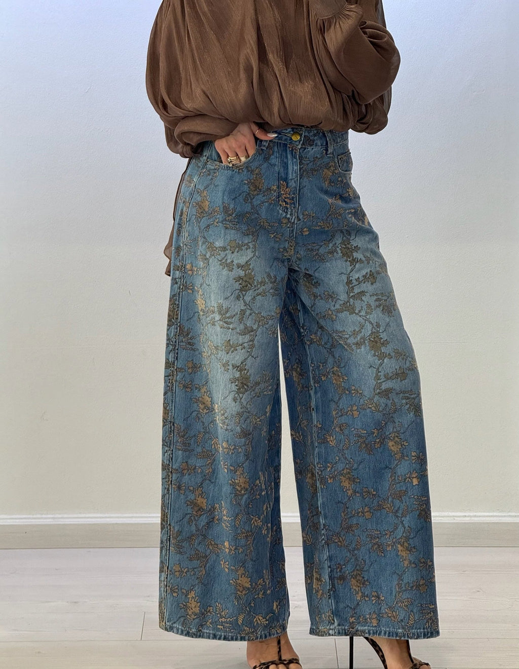EMILY | JEANS WIDE LEG FLORAL