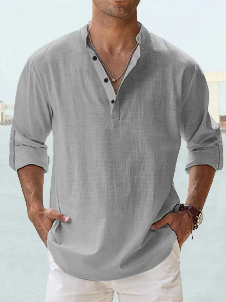 Joshua | Camisa de manga larga de algodón-lino