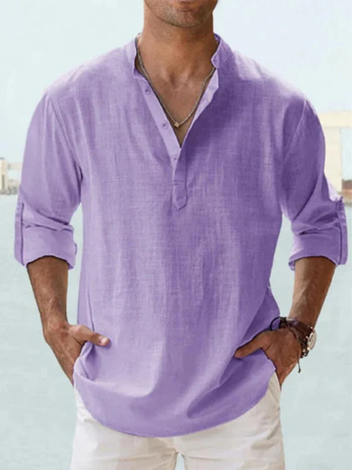Joshua | Camisa de manga larga de algodón-lino