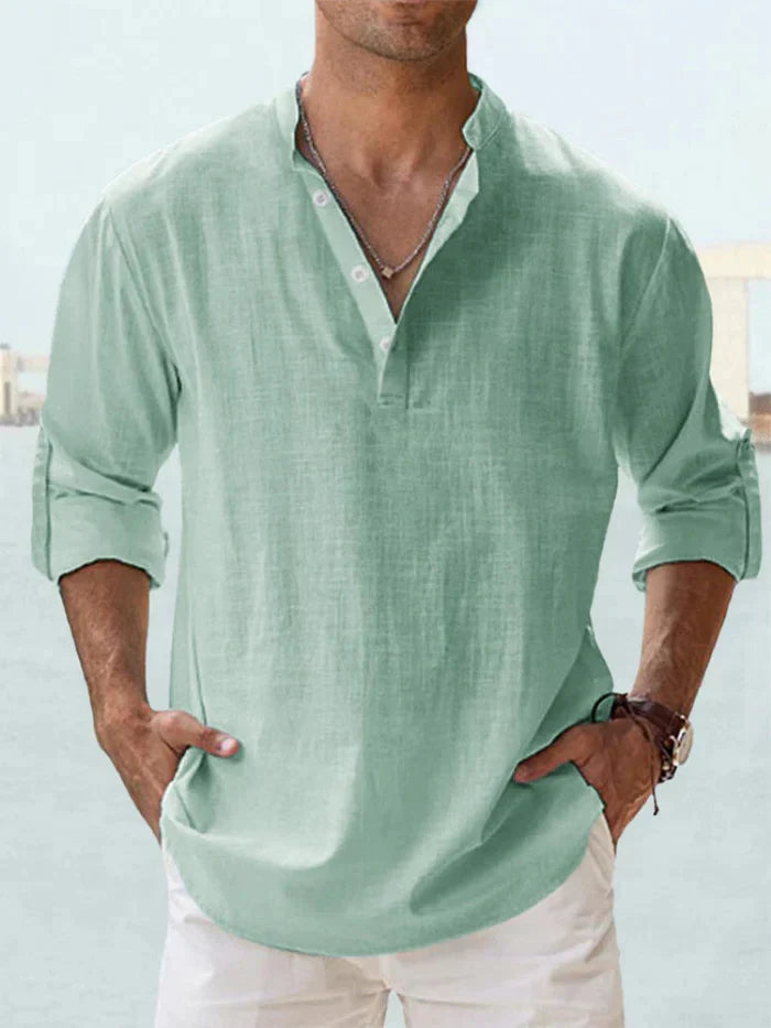 Joshua | Camisa de manga larga de algodón-lino