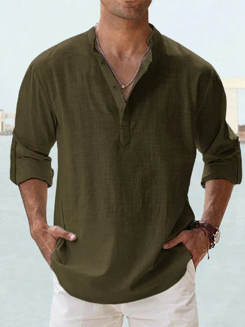 Joshua | Camisa de manga larga de algodón-lino