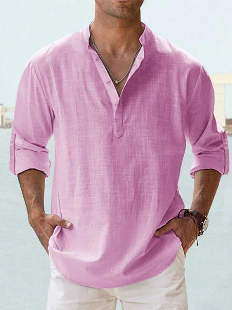 Joshua | Camisa de manga larga de algodón-lino