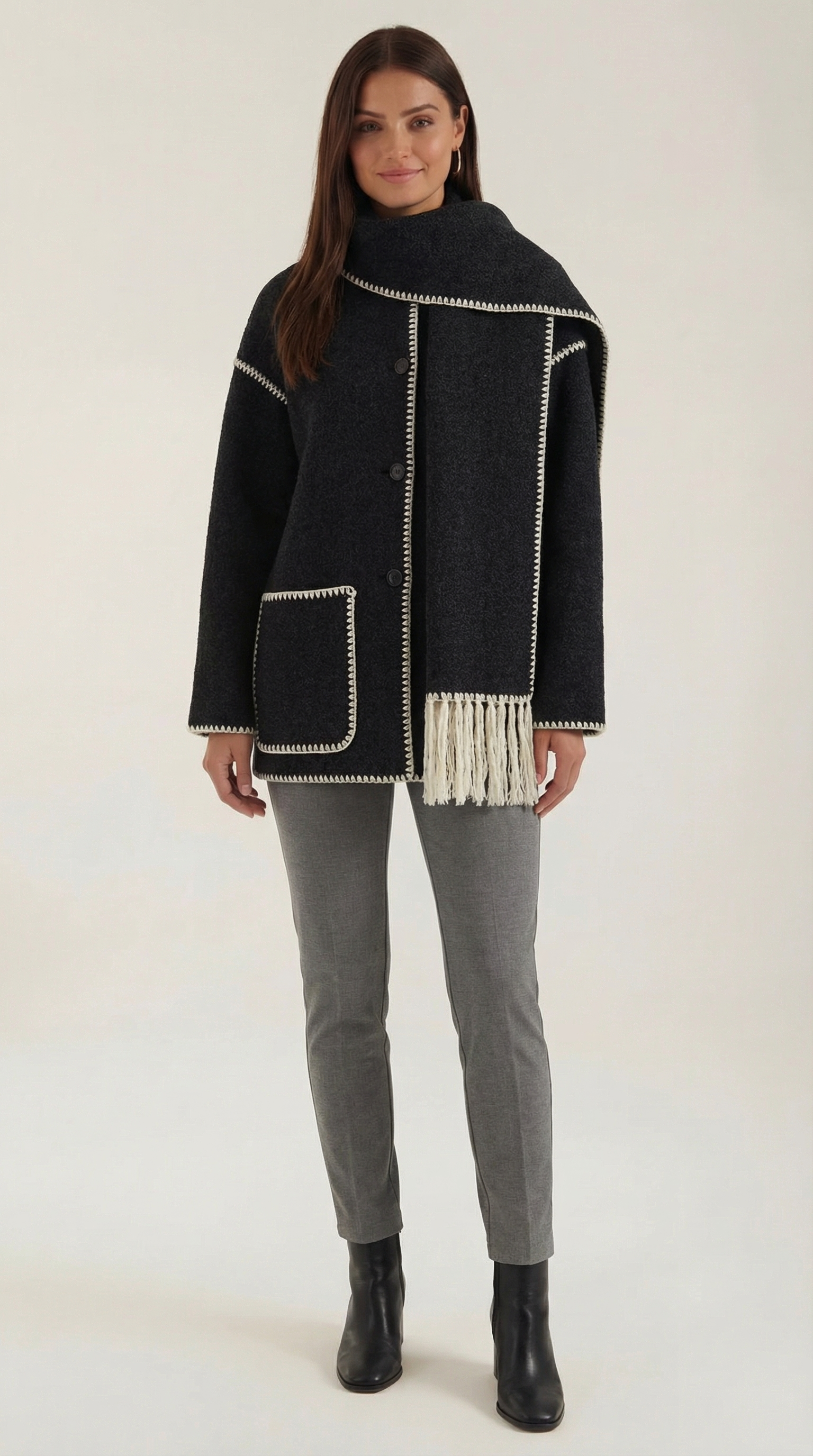 Chaqueta Catherine con bufanda de contraste