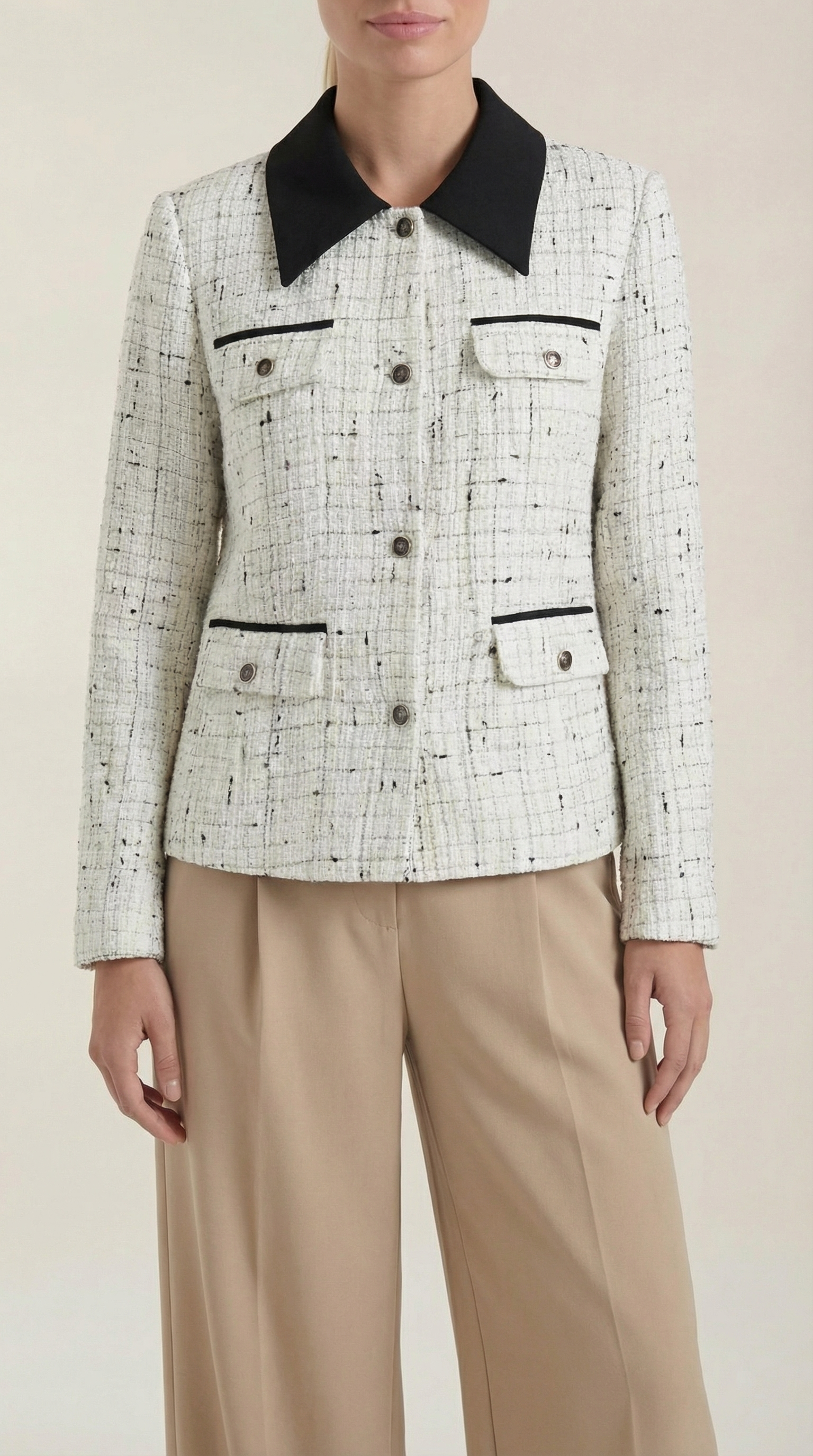 Chaqueta Heidi de tweed con cuello a contraste
