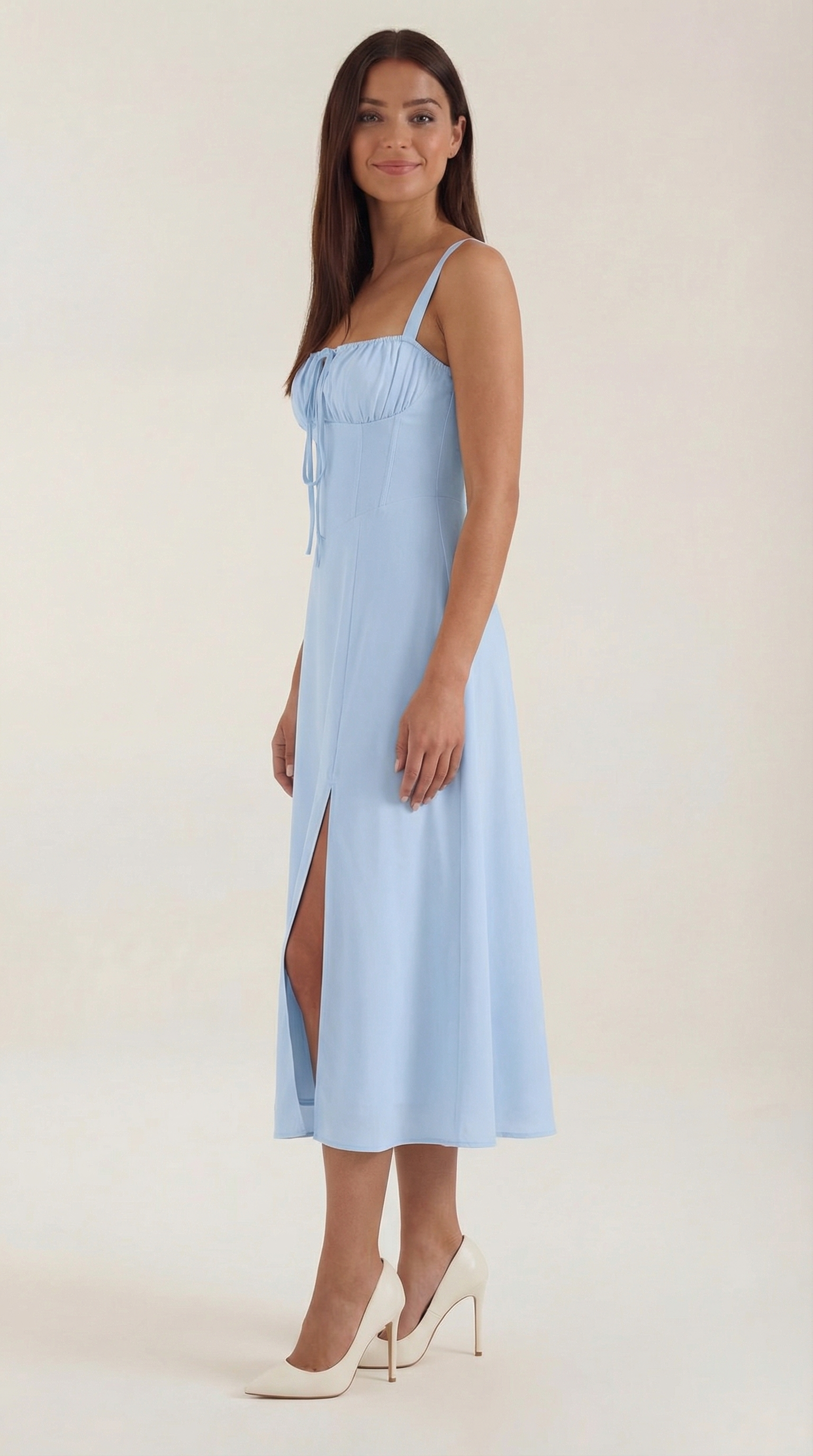 Vestido Midi Jade con Detalles de Cordones