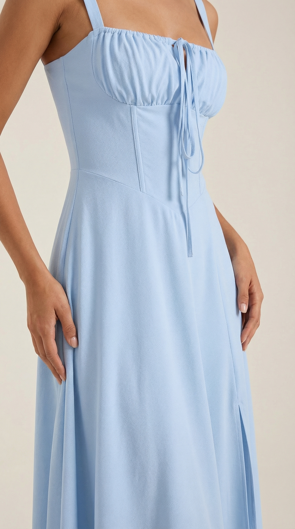 Vestido Midi Jade con Detalles de Cordones