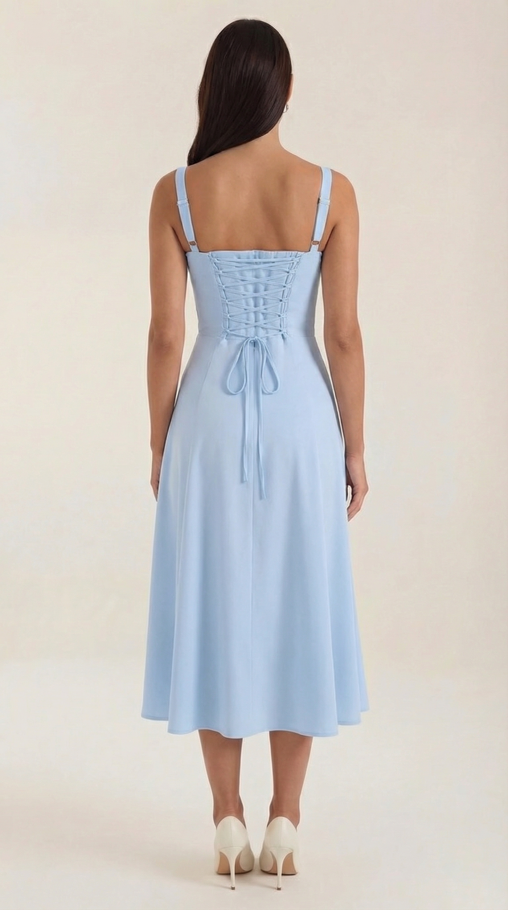 Vestido Midi Jade con Detalles de Cordones