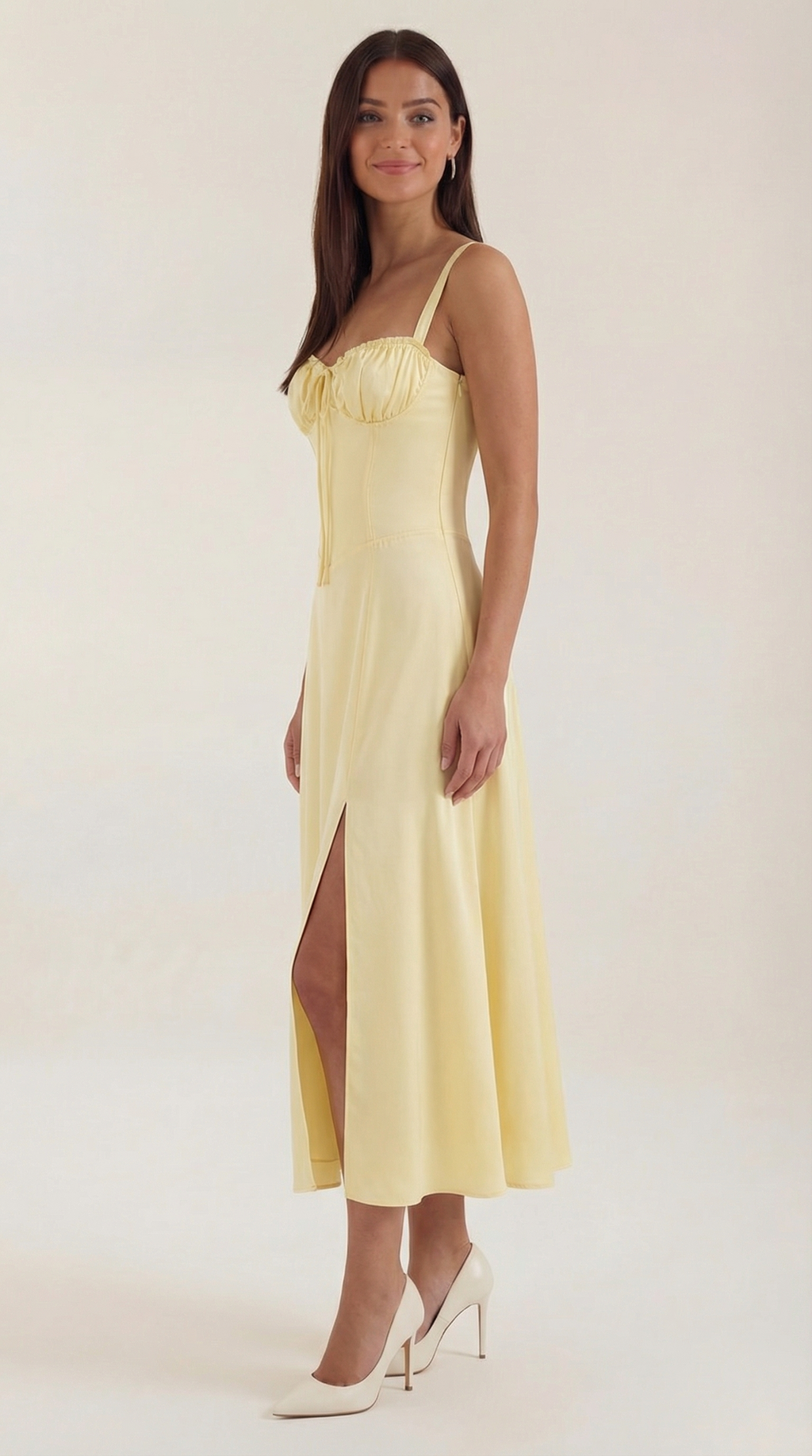 Vestido Midi Jade con Detalles de Cordones