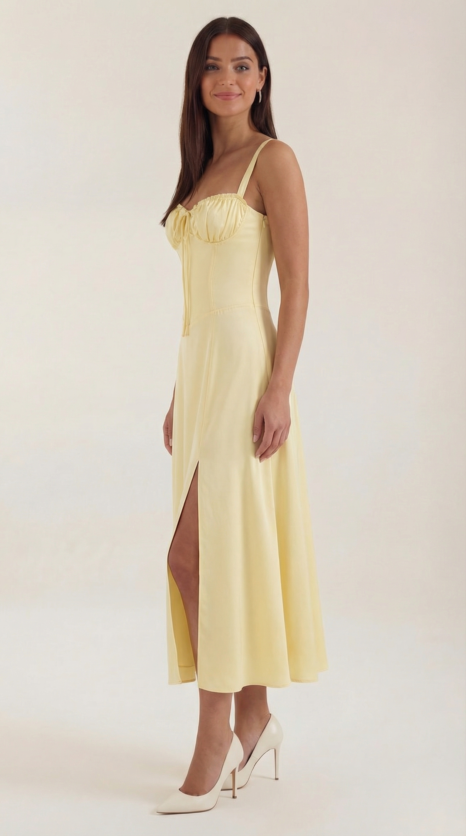 Vestido Midi Jade con Detalles de Cordones