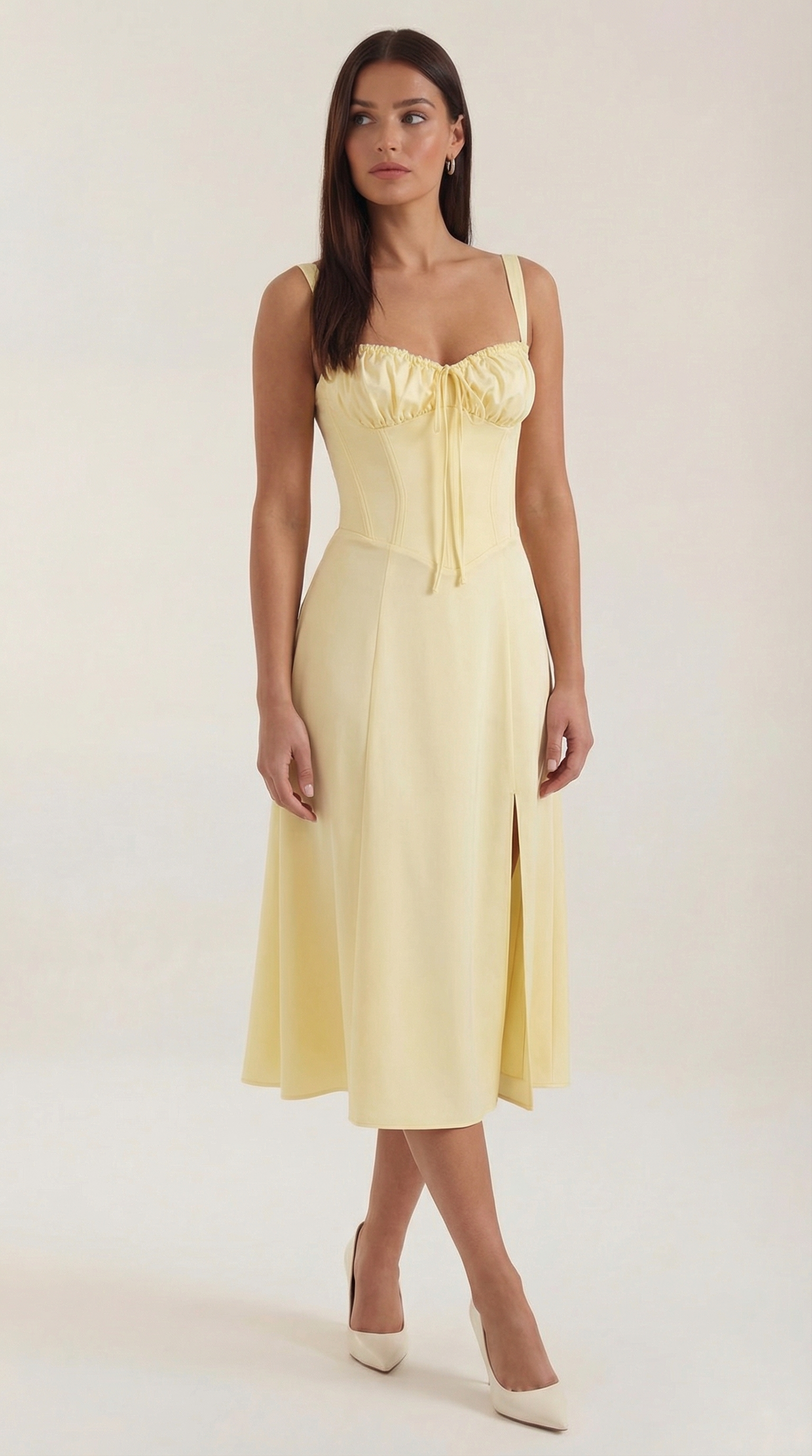 Vestido Midi Jade con Detalles de Cordones