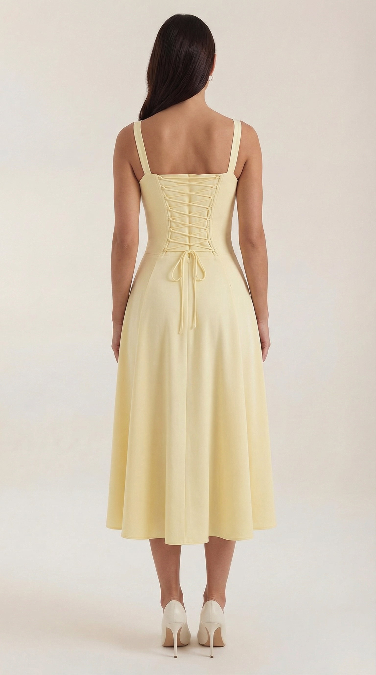 Vestido Midi Jade con Detalles de Cordones