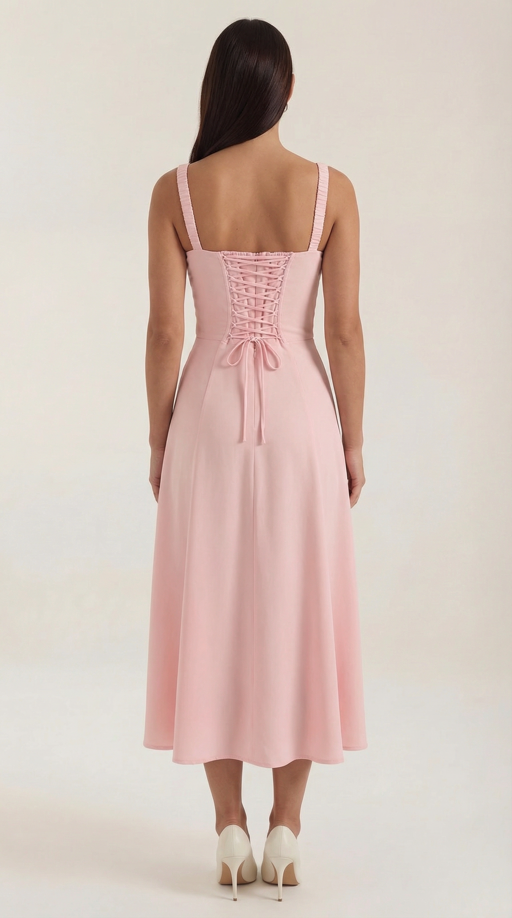 Vestido Midi Jade con Detalles de Cordones