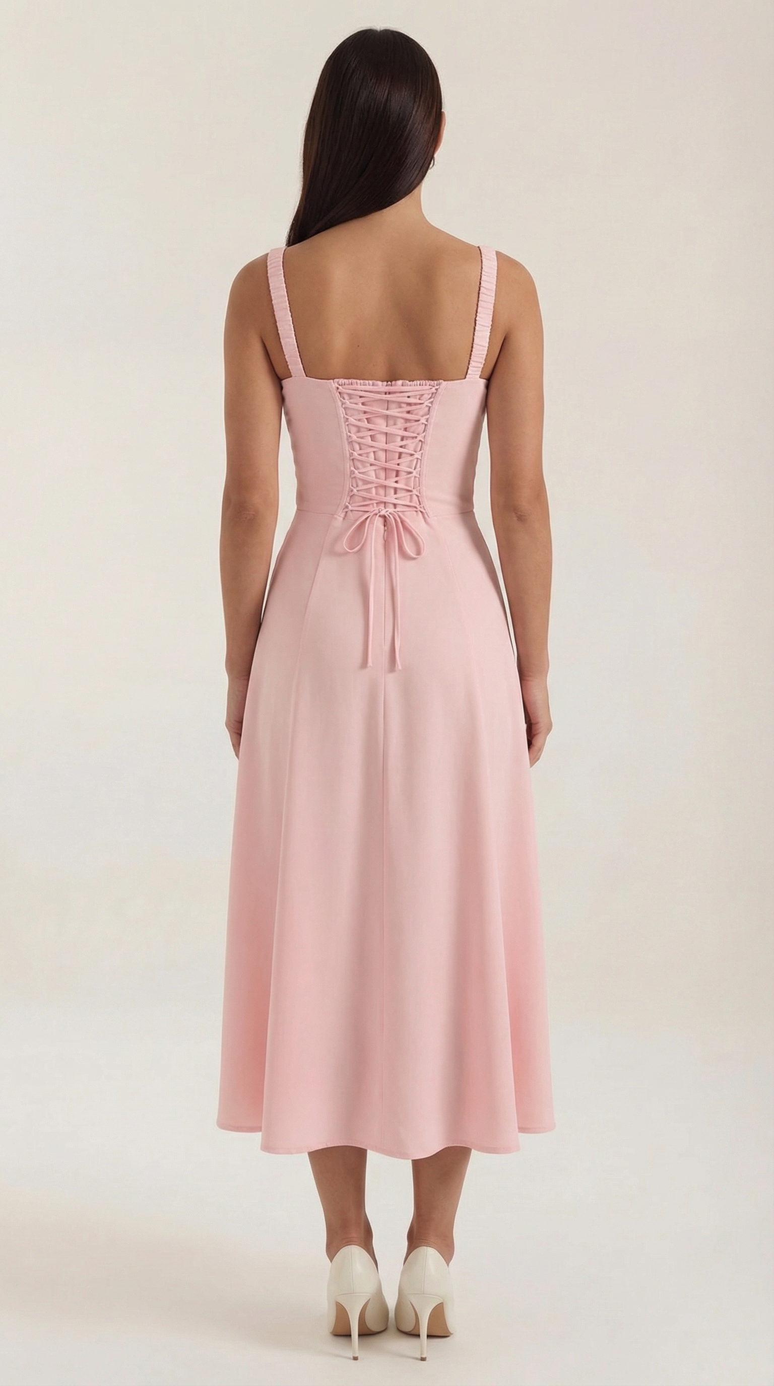 Vestido Midi Jade con Detalles de Cordones