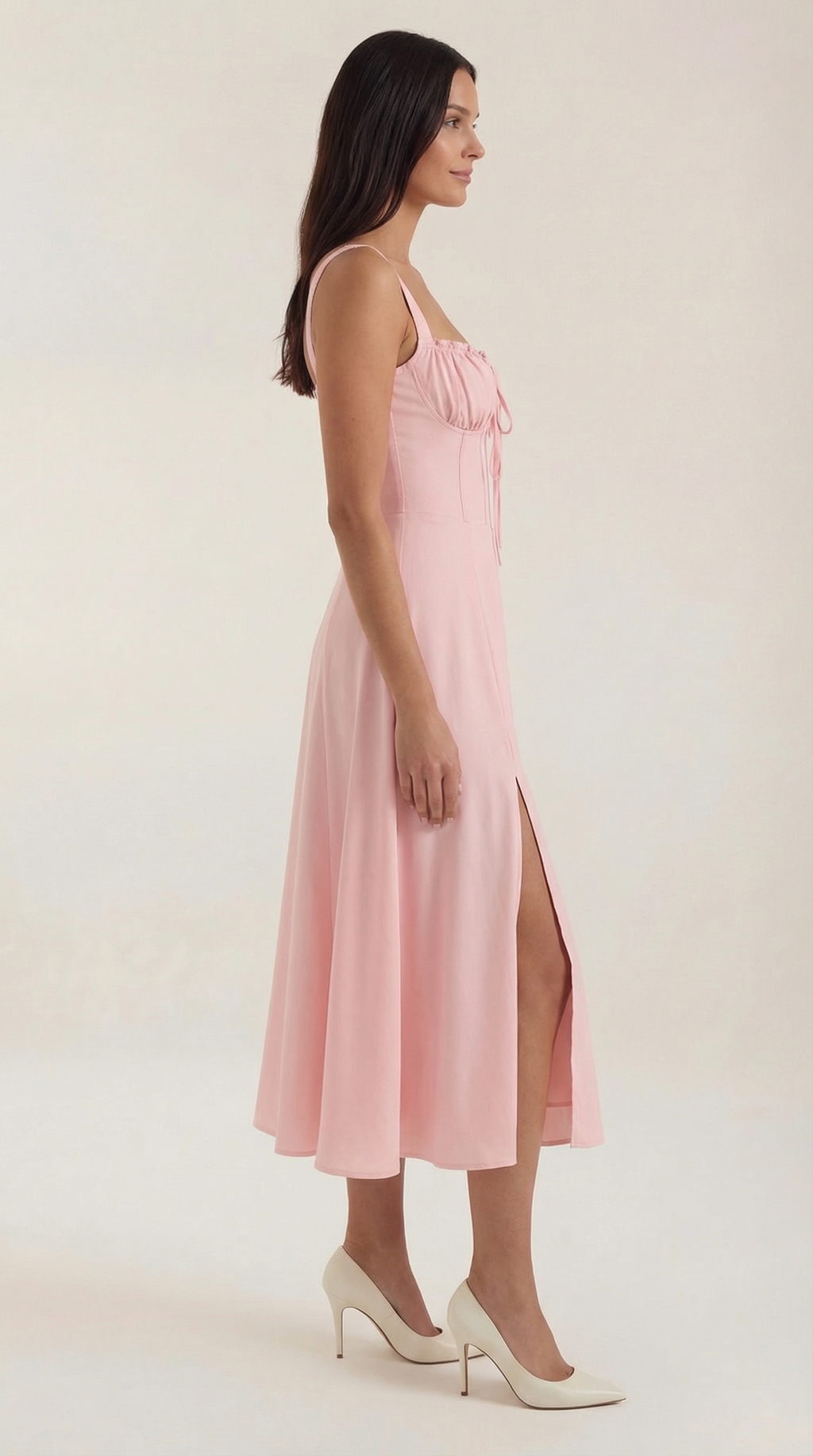 Vestido Midi Jade con Detalles de Cordones