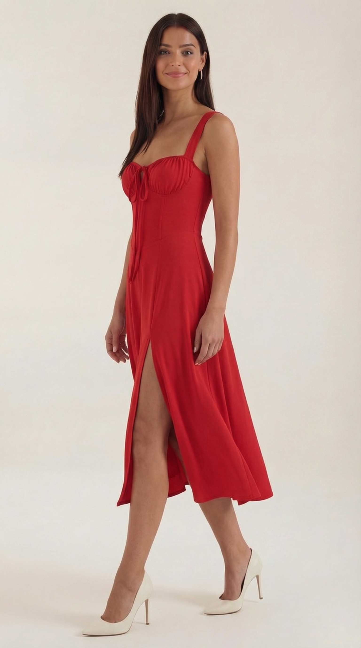 Vestido Midi Jade con Detalles de Cordones