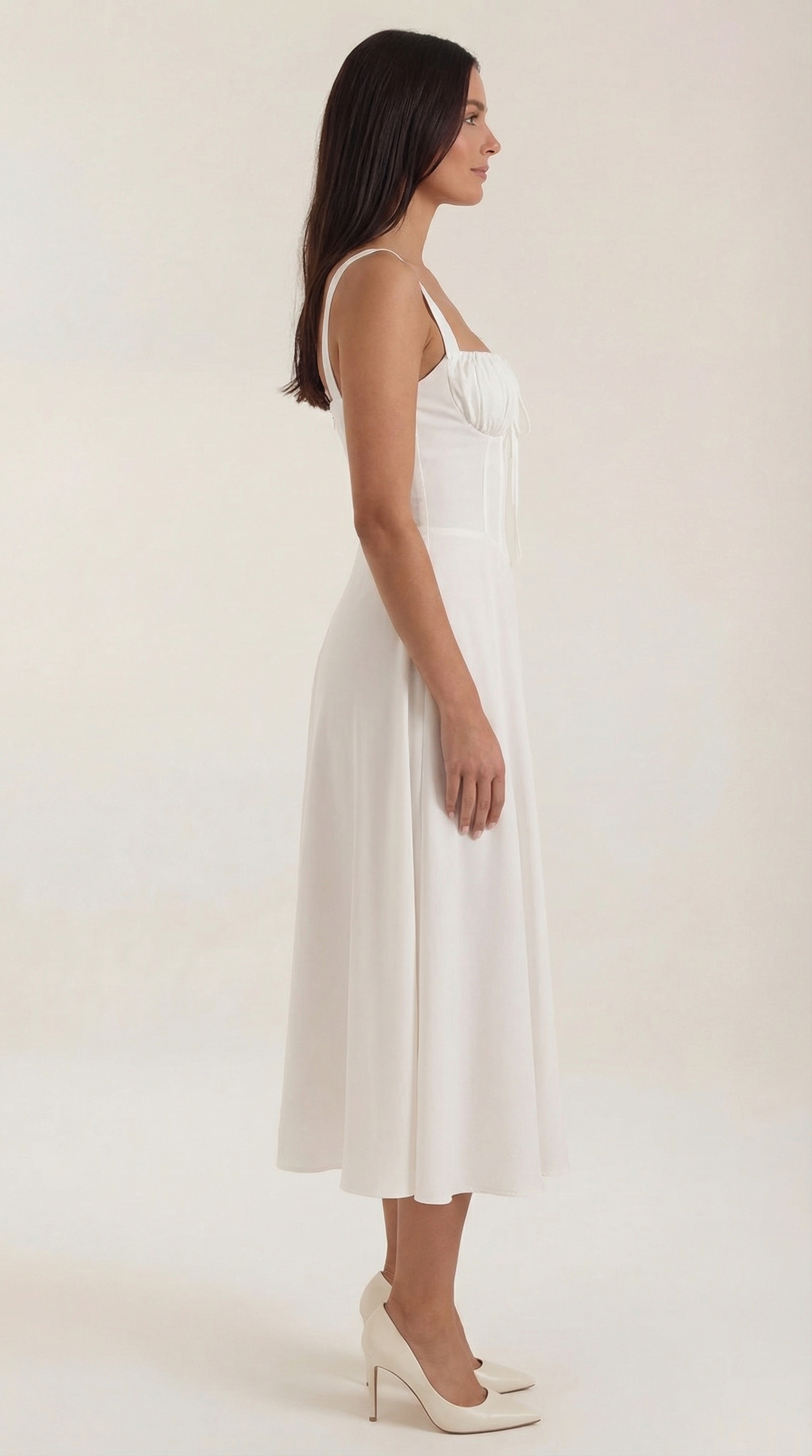 Vestido Midi Jade con Detalles de Cordones