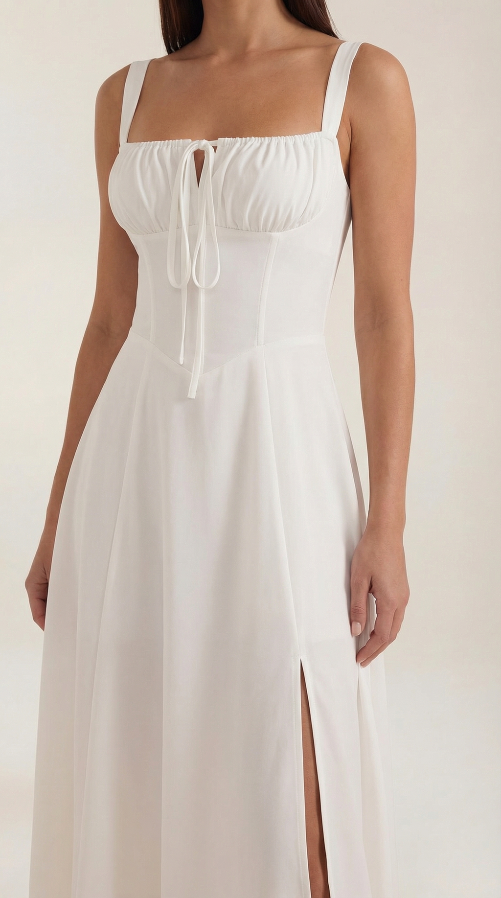 Vestido Midi Jade con Detalles de Cordones
