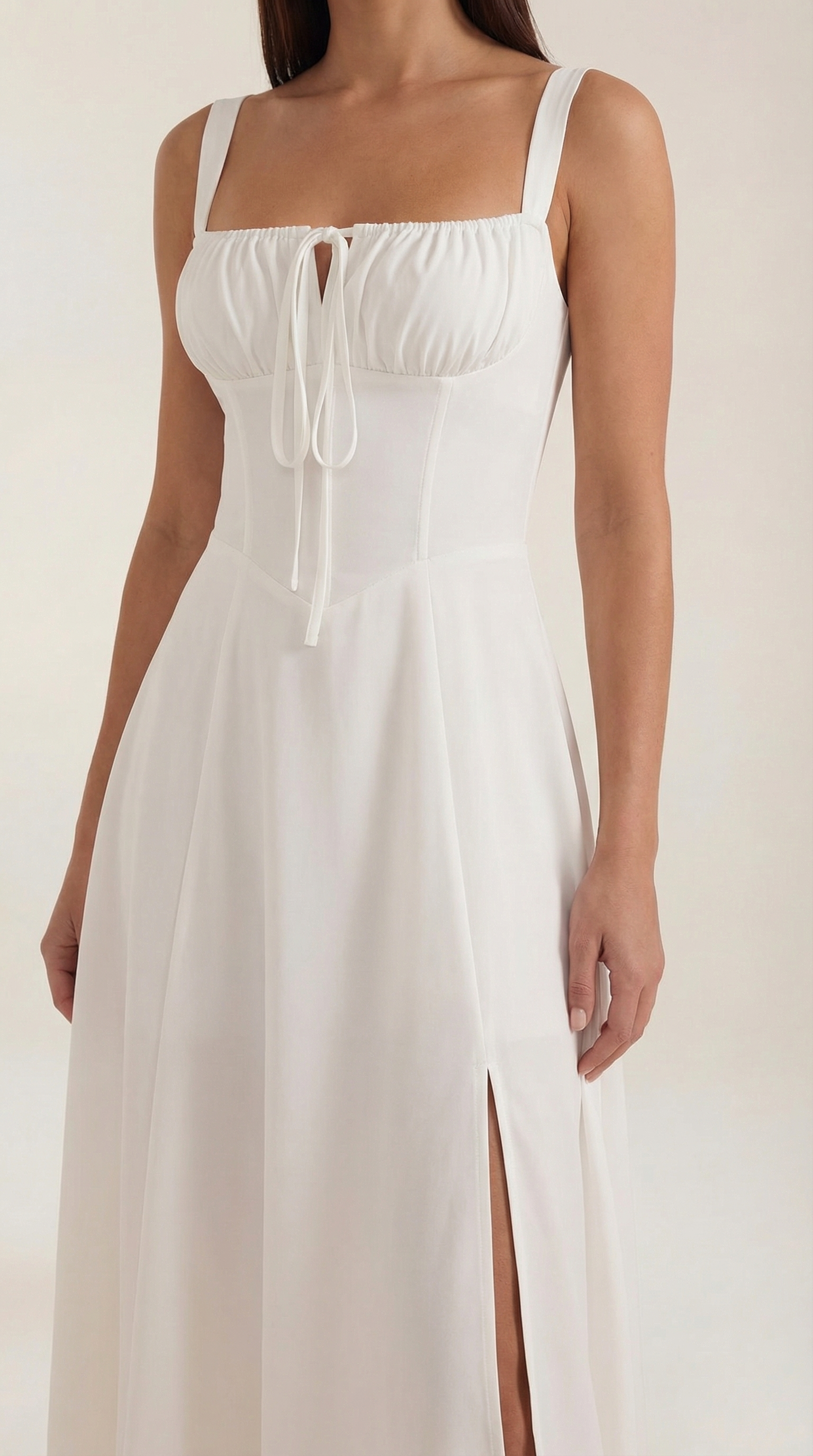 Vestido Midi Jade con Detalles de Cordones