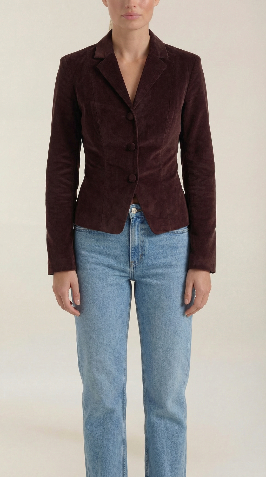 Chaqueta de terciopelo Natasha con cierre de botones
