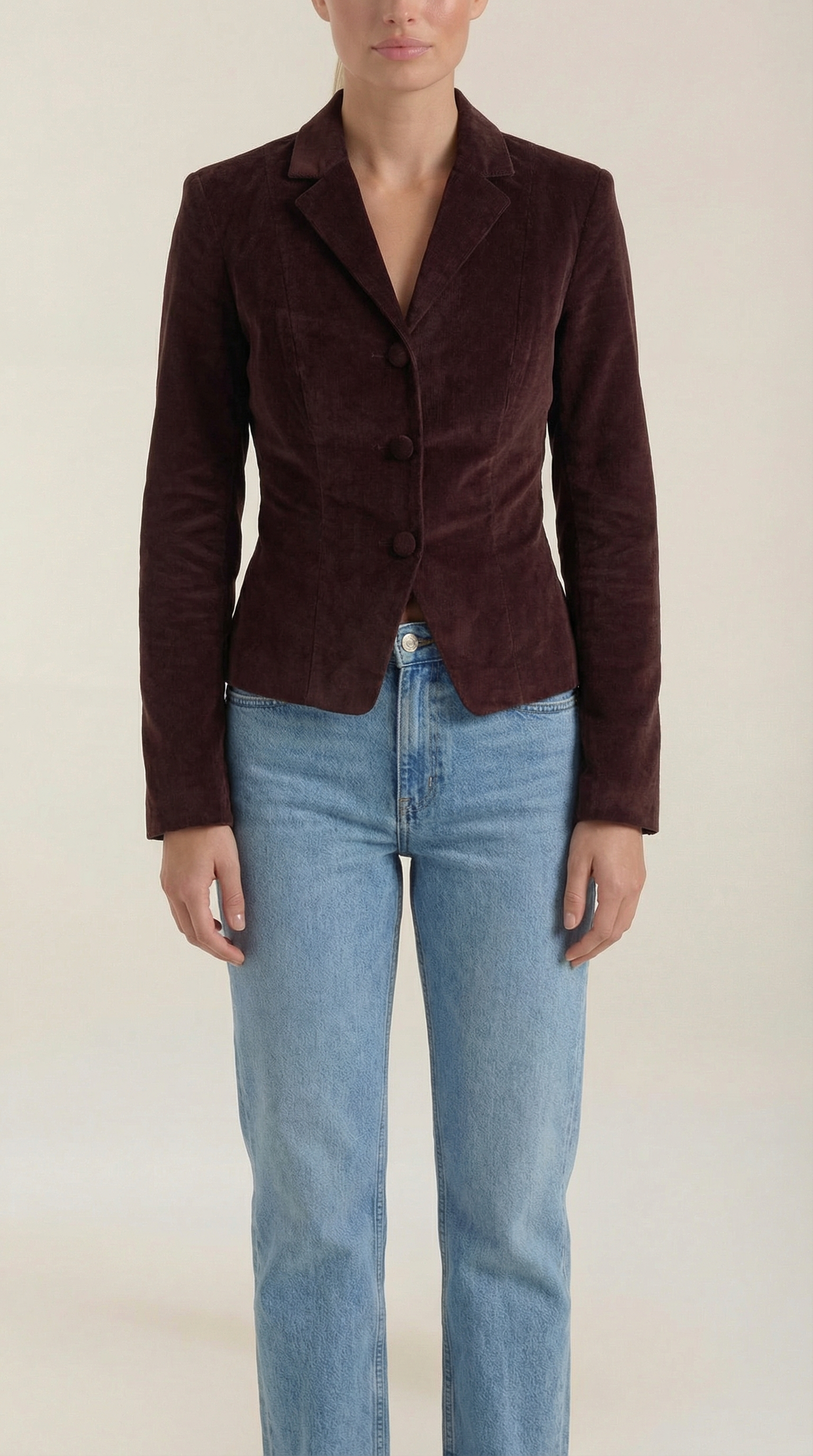Chaqueta de terciopelo Natasha con cierre de botones